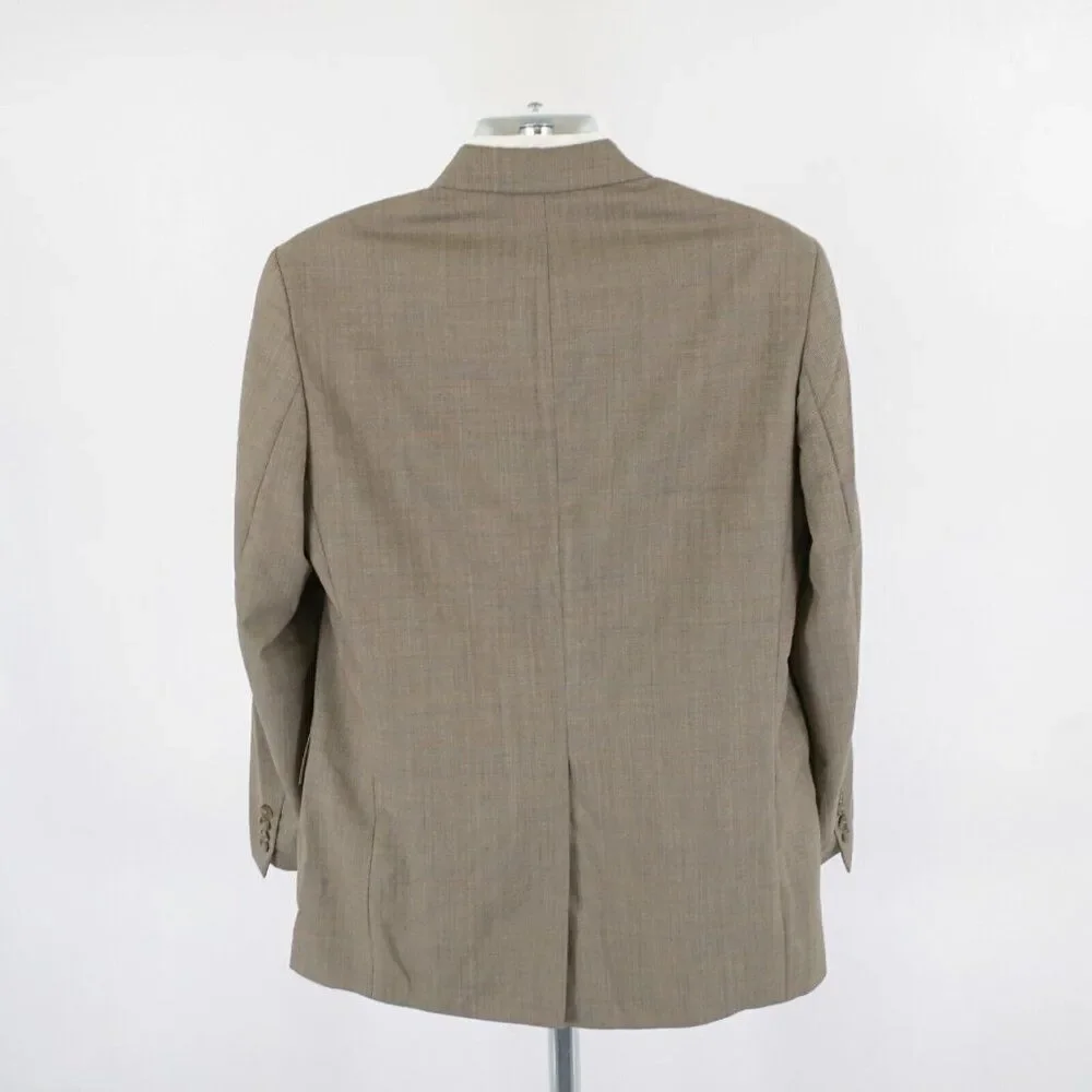 Chaps Ralph Lauren Wool Tan Gray Birdseye Check 40R 2 Button Sport Coat / Blazer